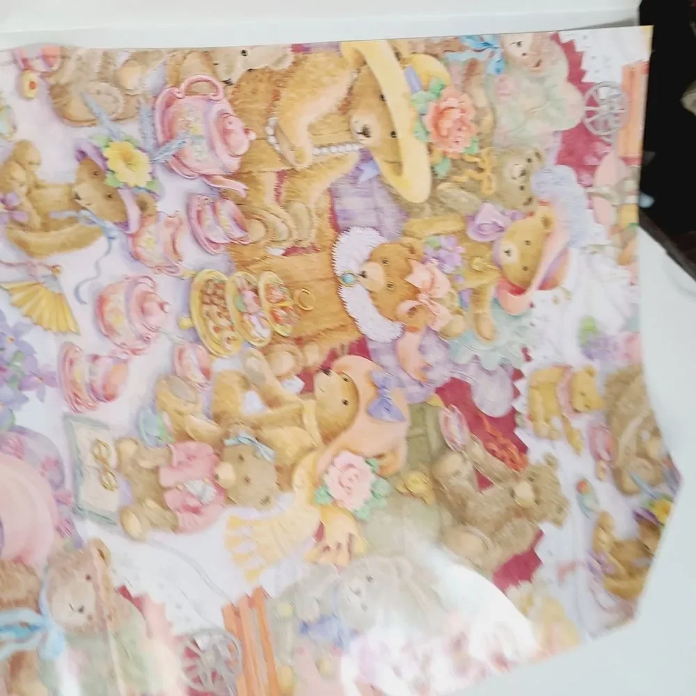 Vintage 90s 1995 Hallmark Cute Kawaii Teddy Bear Wrapping Paper set of 2